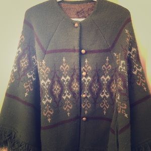 Vintage wool blend poncho